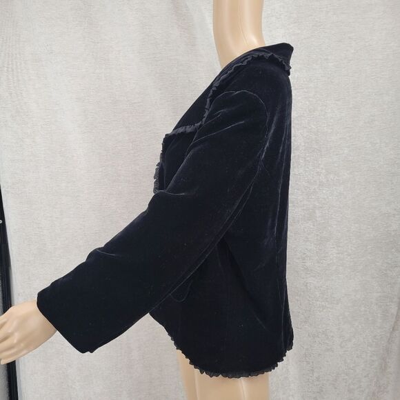 Hi Studio Black Velvety Velour Blazer Jacket Women's Plus Size 14 Whimsigoth - Picture 3 of 8